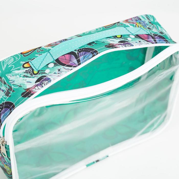 Косметичка на молнии, цвет бирюзовый 22316