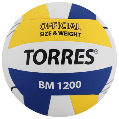 Волейбольный мяч TORRES BM1200, V42335, р.5, клееный, 18 панелей, microfiber PU
