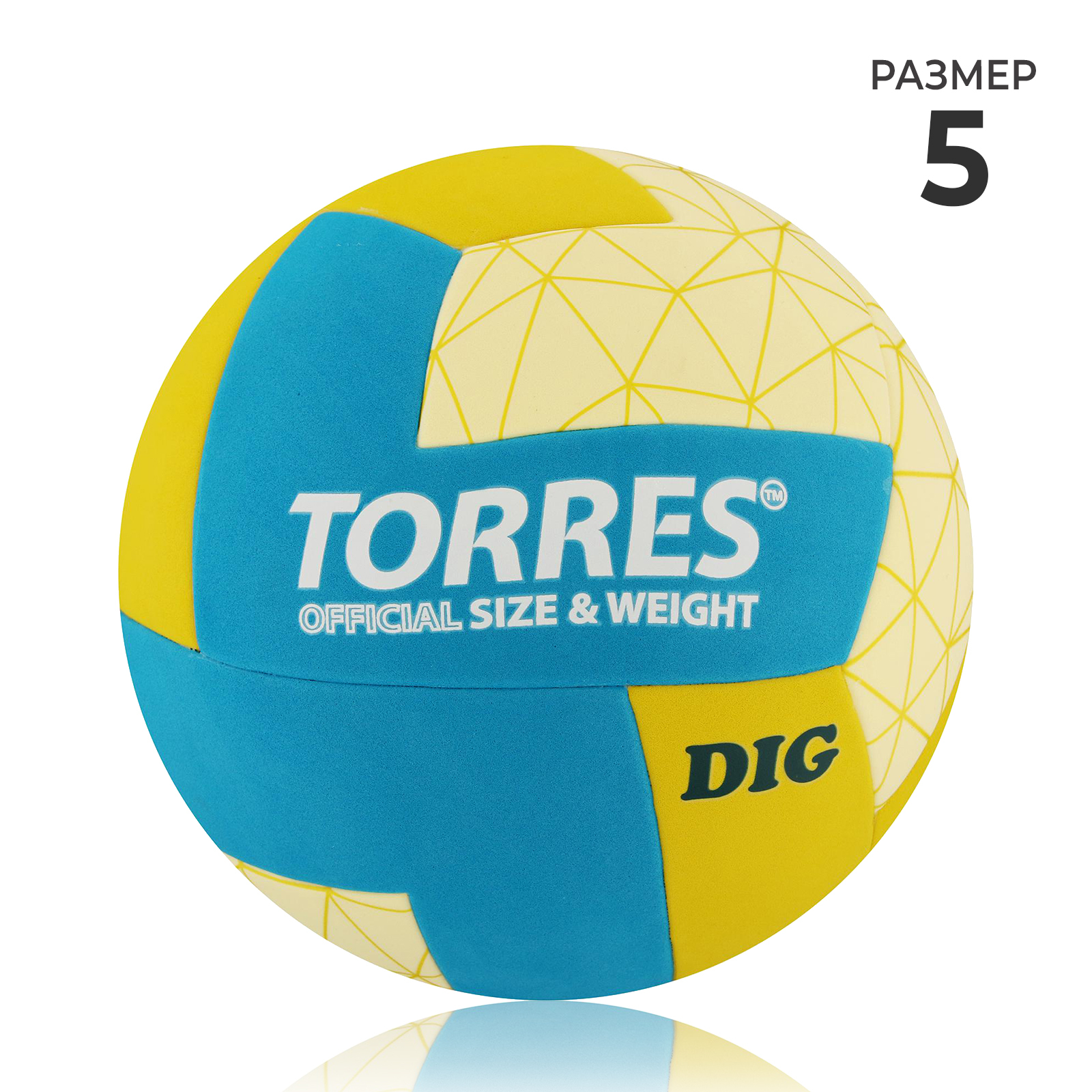 Мяч волейбольный TORRES Dig, TPE, клееный, 12 панелей, р. 5 (6883870 ...