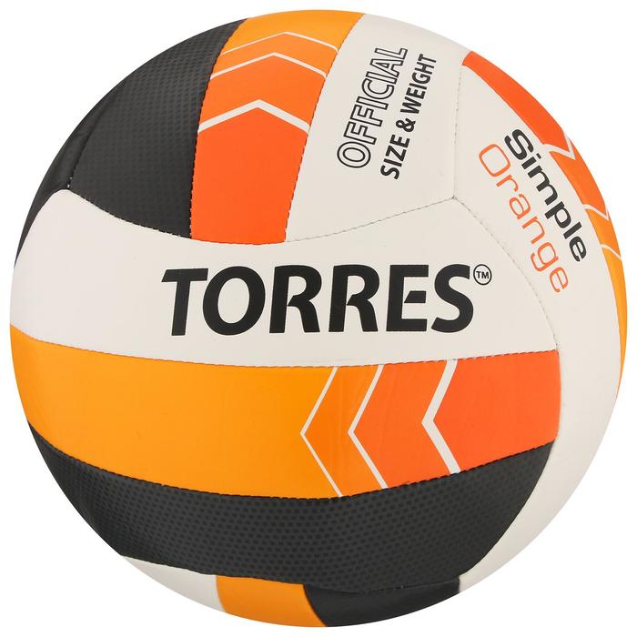 Мяч волейбольный TORRES Simple Orange, TPU, машинная сшивка, 18 панелей, р. 5 - фото 1927683552