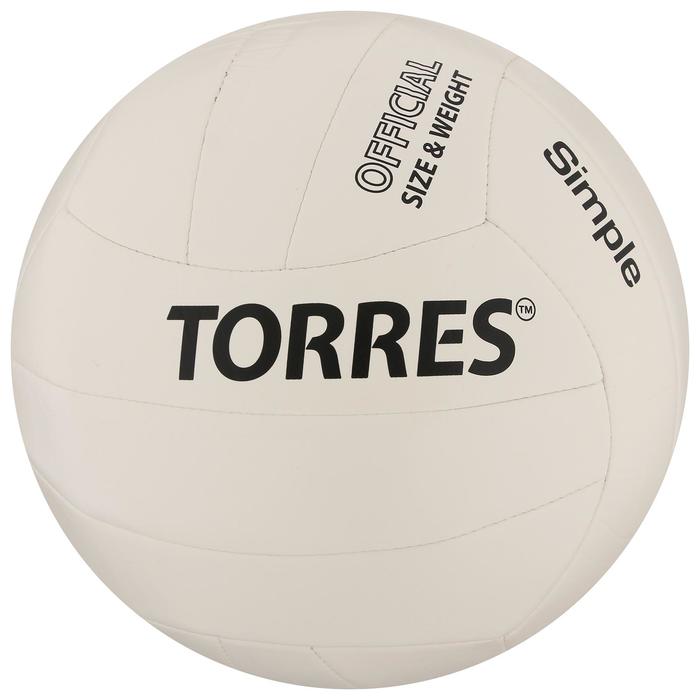Мяч волейбольный TORRES Simple, TPU, машинная сшивка, 18 панелей, размер 5 - Фото 1