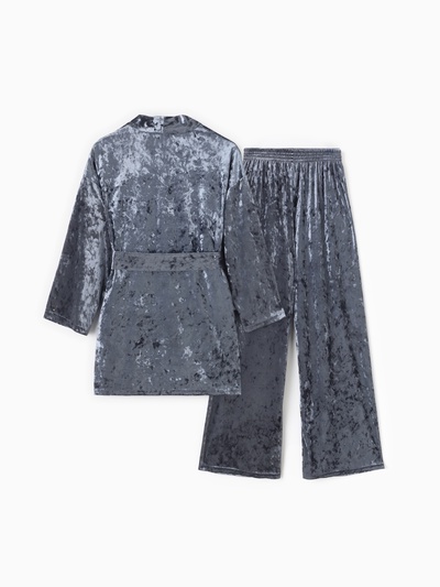 Костюм домашний женский (жакет, брюки) KAFTAN «Бархат», размер 48-50, серый