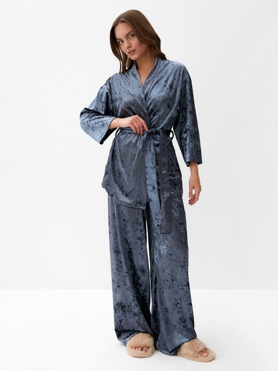 Костюм домашний женский (жакет, брюки) KAFTAN «Бархат», размер 48-50, серый