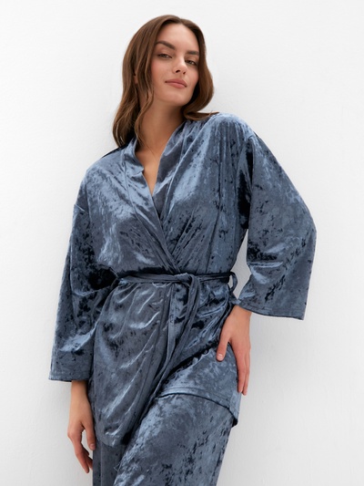 Костюм домашний женский (жакет, брюки) KAFTAN «Бархат», размер 48-50, серый