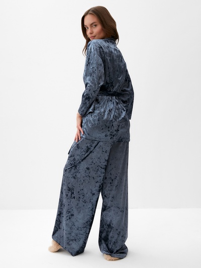 Костюм домашний женский (жакет, брюки) KAFTAN «Бархат», размер 48-50, серый