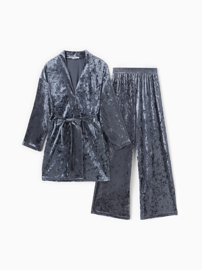 Костюм домашний женский (жакет, брюки) KAFTAN «Бархат», размер 48-50, серый