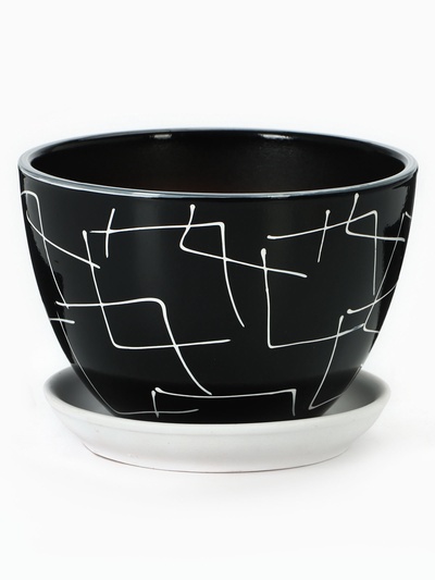 Горшок цветочный «Иллюзия» 1.65 л, чёрный