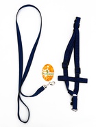 Комплект амуниции рельефный, поводок 120×2 см, ОГ 44-50 см, сине-чёрный  (артикул 5541888)  большой выбор товаров оптом и в розницу по низким ценам с доставкой