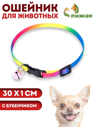 Ошейник «Радуга», 30×1 см, капрон