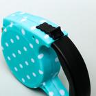 Рулетка с поводком-лентой, резиновая ручка, 5 м, вес животного до 15 кг, голубая в горошек - Фото 2