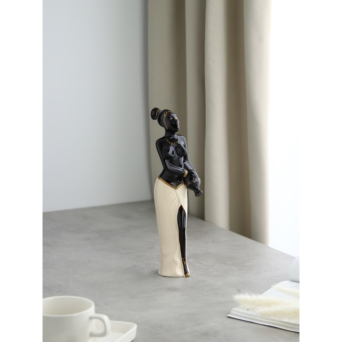 Статуэтка "Эфиопка с кувшином", покрытие глазурь, керамика, 31 см - Фото 1