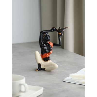 Статуэтка "Эфиопка с лампой", разноцветная, покрытие глазурь, керамика, 20 см