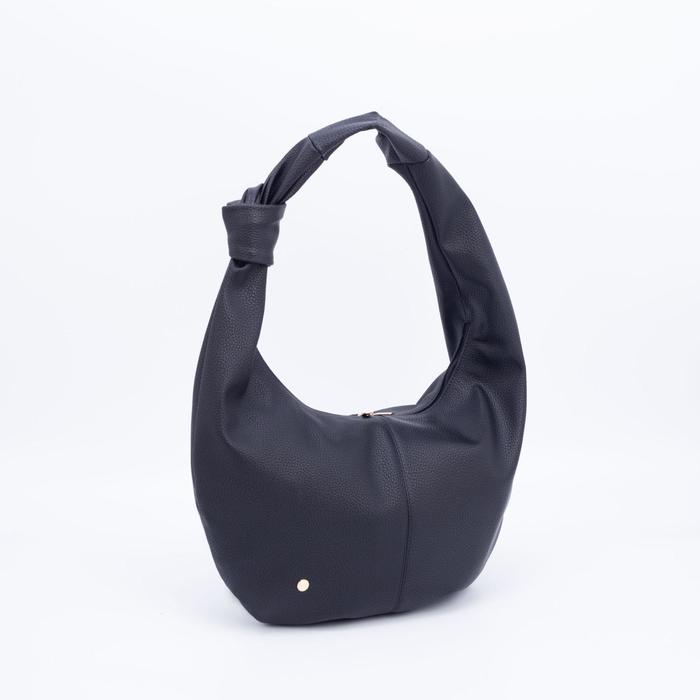 Сумка-хобо, отдел на молнии, цвет чёрный - Фото 1