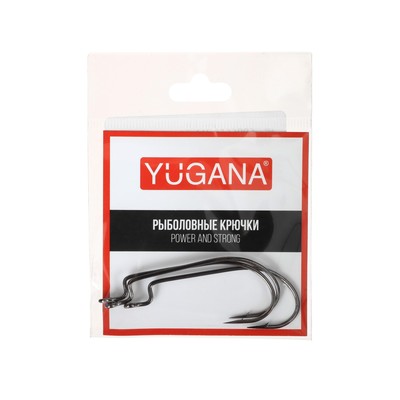 Крючки офсетные YUGANA O'shaughnessy worm, № 4/0, 3 шт.