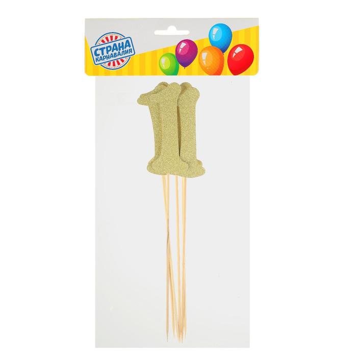 Топпер в торт «1» набор 6 шт., цвета МИКС - Фото 1