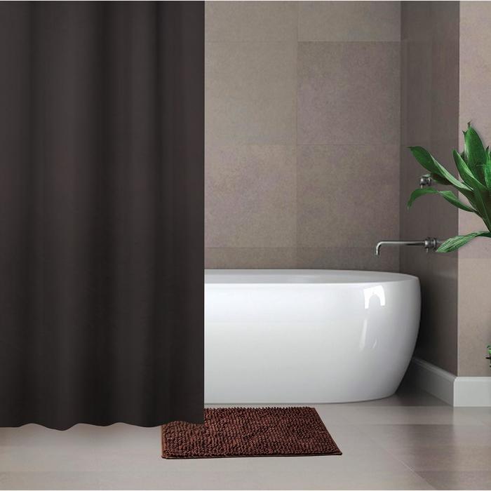 Набор для ванной «Комфорт»: штора 180×180 см, ковёр 40×60 см, цвет коричневый - фото 1908684309