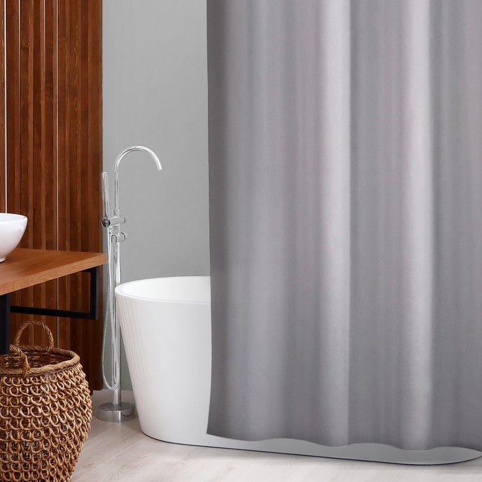 Штора для ванны SAVANNA «Классика», с люверсами, 180×180 см, полиэстер, цвет серый