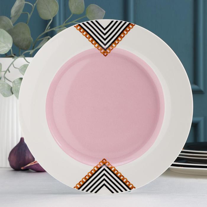 Тарелка фарфоровая обеденная Magistro «Миледи», d=25.3 см