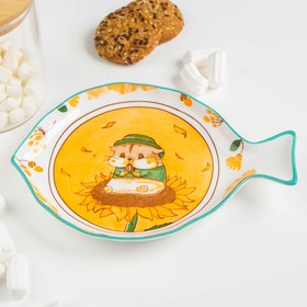 Блюдо керамическое «Бурундук», 23x16 см, цвет оранжевый