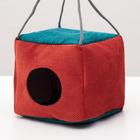 Подвесной дом для грызунов "Куб", мебельная ткань, флис, 12 х 12 х 12 см, микс цветов - Фото 3