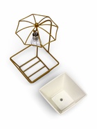 Горшок на подставке с синей подсветкой, керамический, 270 мл, 22×10×10 см, на батарейках AG3 (3 шт. в комплекте), белый на золотой подставке  (артикул 5799926)  большой выбор товаров оптом и в розницу по низким ценам с доставкой