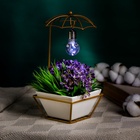 Горшок на подставке с синей подсветкой, керамический, 270 мл, 22×10×10 см, на батарейках AG3 (3 шт. в комплекте), белый на золотой подставке  (артикул 5799926)  большой выбор товаров оптом и в розницу по низким ценам с доставкой