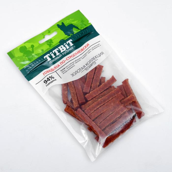 Говядина по-строгановски TiTBiT «Золотая коллекция» для собак, 80 г - Фото 1