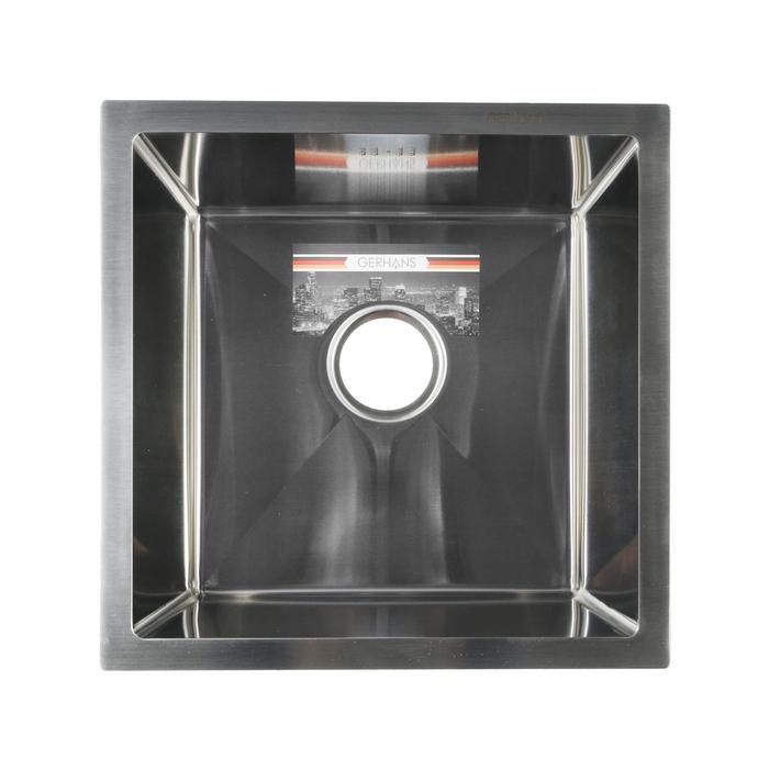 Мойка кухонная GERHANS K34444, врезная, 440×440×220 мм, толщина 1.0 мм, с сифоном - Фото 1