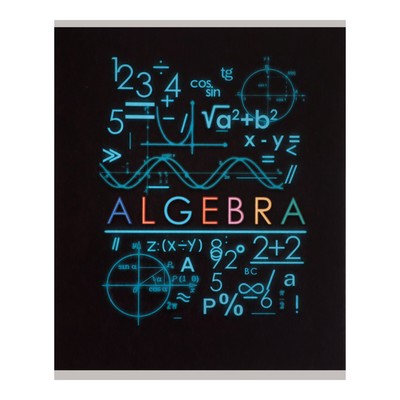 Тетрадь предметная "Супернеон", 48 листов в клетку "Алгебра", со справочным материалом, обложка мелованный картон, блок офсет