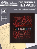 Предметная тетрадь по геометрии Calligrata «СуперНеон», 48 листов, в клетку, со справочным материалом, обложка из мелованного картона - Фото 1