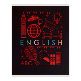 Тетрадь предметная "Супернеон", 48 листов в клетку "Английский язык", со справочным материалом, обложка мелованный картон, блок офсет
