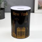 Копилка металл банка "Нью-Йорк" золото с чёрным 15х10х10 см - фото 9242481