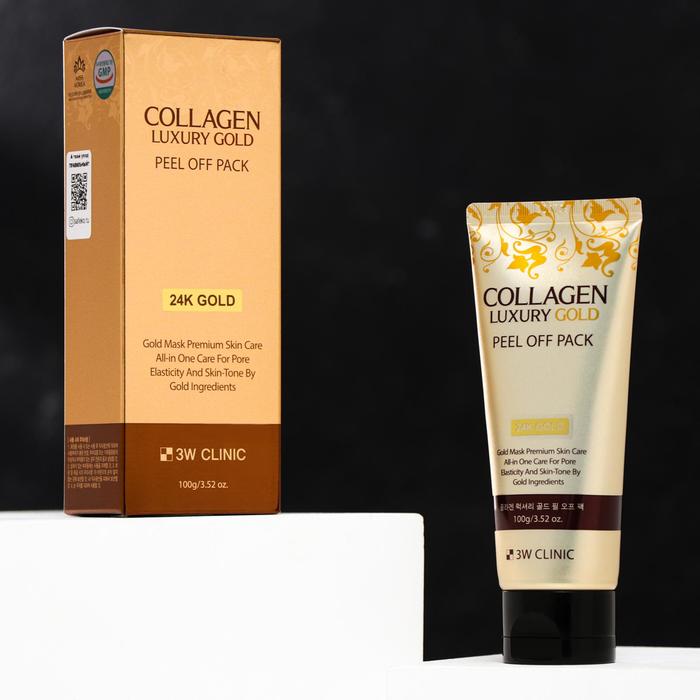 Золотая маска-плёнка для лица 3W Clinic Collagen & Luxury Gold, 100 мл - Фото 1