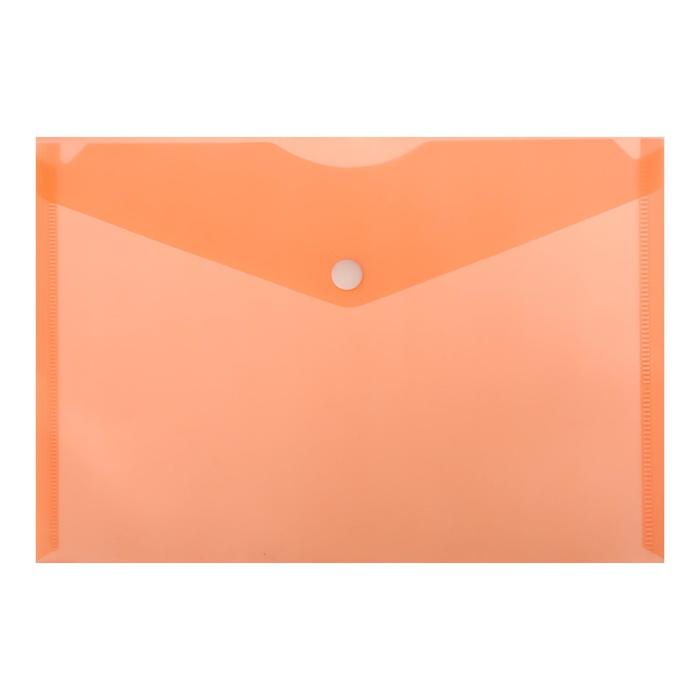 Папка-конверт на кнопке А5, 150 мкм, Calligrata, оранжевая - Фото 1
