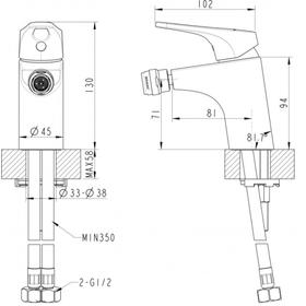 

Смеситель для биде BRAVAT Drop-D F348162C, однорычажный, корпус латунь, хром