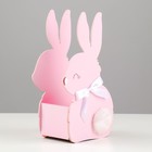 Кашпо деревянное 13х7.5х22 см "Зайка", розовый - фото 22575675