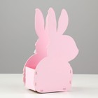 Кашпо деревянное 13х7.5х22 см "Зайка", розовый - фото 22575677