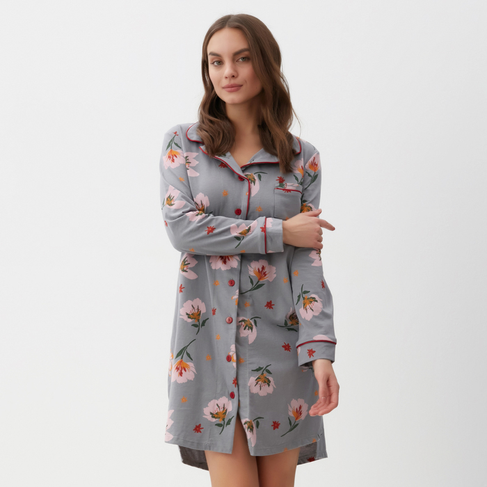 Платье-рубашка женское KAFTAN "Цветы" размер 40-42 - фото 1908685229