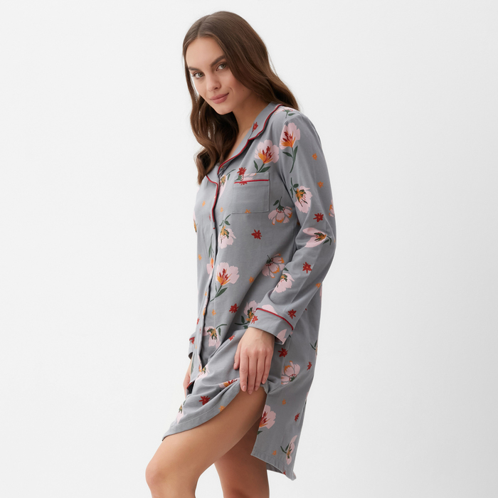 Платье-рубашка женское KAFTAN "Цветы" размер 40-42 - фото 1908685231