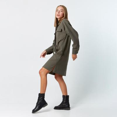 Платье мини женское с карманами MIST, размер 40-42, цвет хаки
