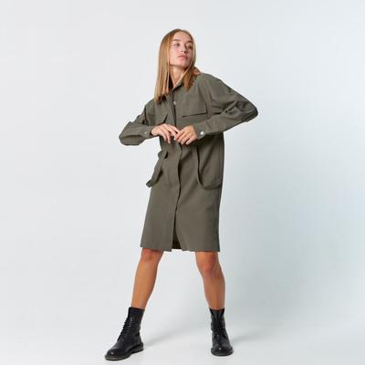 Платье мини женское с карманами MIST, размер 40-42, цвет хаки