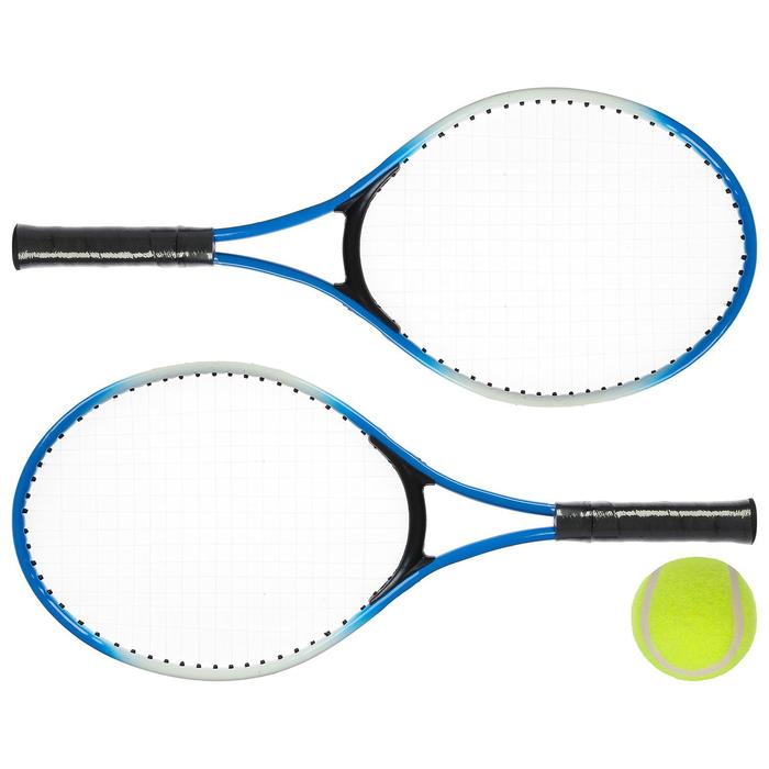 Ракетки для большого тенниса ONLYTOP, детские, с мячом, набор 2 шт., цвет синий, уценка - Фото 1