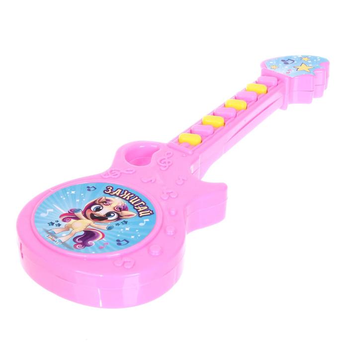 Музыкальная гитара «Весёлые зверята», игрушечная, звук, цвет розовый - фото 1885153112