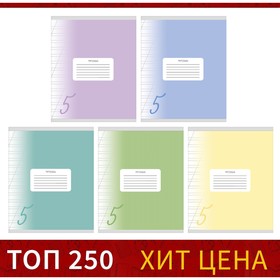 Тетрадь 12 листов в косую линейку "Пятёрка", обложка мелованный картон, ВД-лак, блок офсет, МИКС 4846023