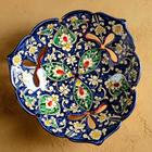 Фруктовница Риштанская Керамика "Цветы",  26 см, синяя - фото 4324151