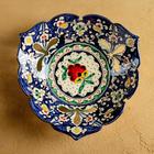 Фруктовница Риштанская Керамика "Цветы",  26 см, синяя - фото 4324153