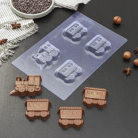 Форма для шоколада и конфет «Поезд», 28×19 см, цвет прозрачный