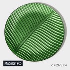 Тарелка стеклянная Magistro «Папоротник», 24,5×24,5×1,3 см, цвет зелёный - фото 318513605