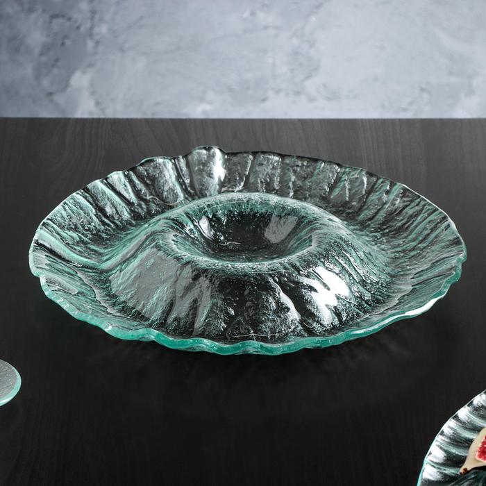 Блюдо стеклянное сервировочное Magistro «Авис», 34,5×4 см, цвет прозрачный - Фото 1