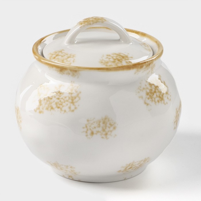 Сахарница Доляна Organic Gold, 420 мл, фарфор, белая - Фото 1